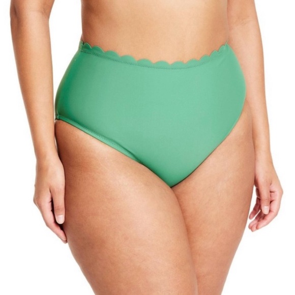 Rhode Bikini 2 Pc Bikini Demitasse Green Scalloped Summer Size Large 12-14 NWT - Picture 14 of 15